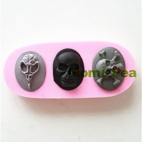 Mom&Pea 1178 Free Shipping Skull Silicone Mold Cake Decoration Fondant Cake 3D Mold Food Grade