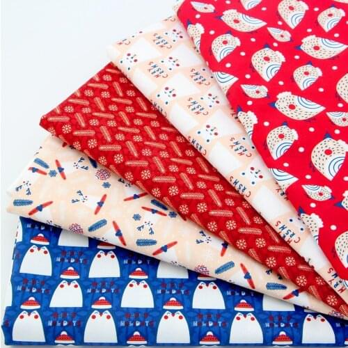 Lightly Waterproof TC Christmas Fabric Cartoon Handmade Diy Patchwork Home Decoration Cloth Material