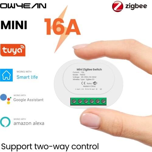 ZigBee 3.0 Tuya Smart 16A Mini DIY Switch Relay Breaker Supports 2 Way Control Smart Life Alexa Google Home Automation Module