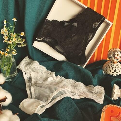 Vintage Floral Lace Low Waist Womens Underwear Sexy Mesh Hollow Out Panties Transparent String Seamless Briefs Lingerie Female