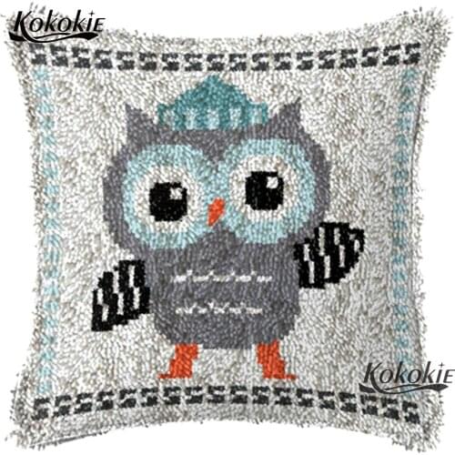 Cross-stitch Embroidery Pillowcase Crocheting Rug Kits 3D Latch Hook Pillow Kits Unfinished Handmade cartoon cushion blanket
