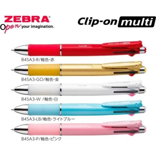 Zebra B4SA3 Clip-On 0.7mm Ballpoint Multi Pen + 0.5 mm Pencil