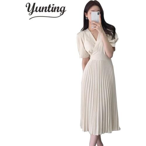 2021 Lady Women Bandage Pleated A-line Vestidos Summer Vintage Holiday Robes Long Dresses