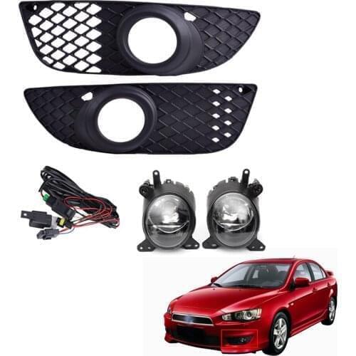 1 Set 110W H11 Amber Light Bumper Grille Front Fog Lights Lamp + Wiring Switch Kit for Mitsubishi Lancer 08-12