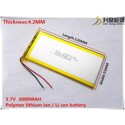 1PCS/Lot 3.7V lithium polymer battery 4255120 3000MAH mobile power Tablet PC DIY Free shipping