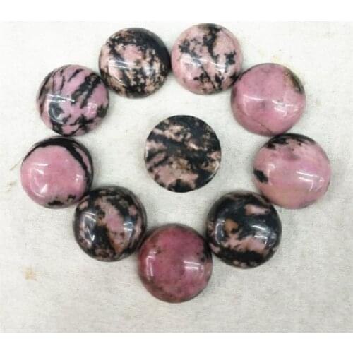 10PCS Nature China Rhodonite Stone Cabochons Round Shape 16MM 25MM For Chams Women Bracelets Making DIY Beads No HOLE CABS