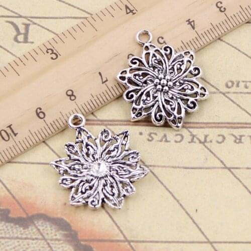10pcs Charms Flower 31x24mm Tibetan Silver Color Pendants Antique Jewelry Making DIY Handmade Craft Pendant