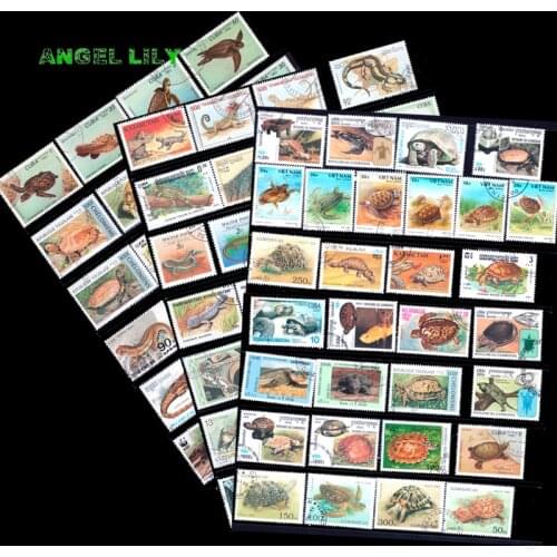 100 PCS All Different Reptiles Unused Postage Stamps With Post Mark For Collection