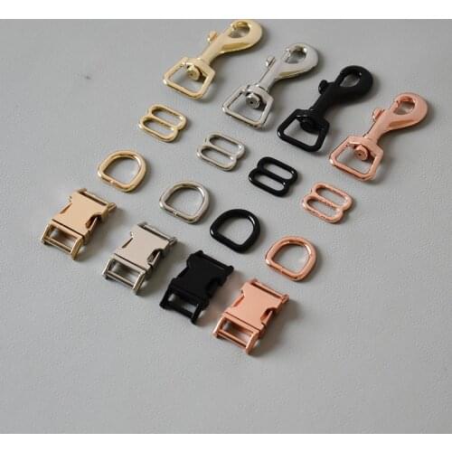 100 set metal buckle 8 buckle retailing 15mm for handmade dog Collar leash set harness D rings plated metal buckle