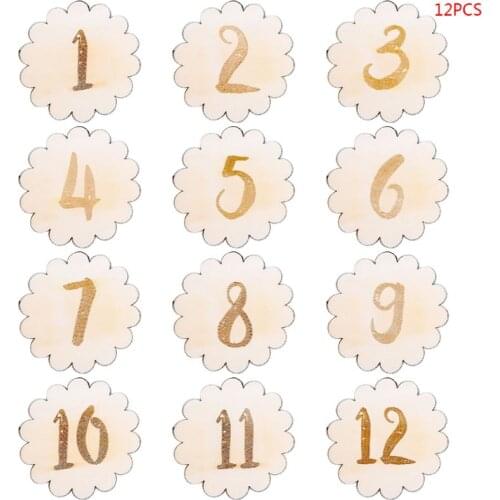 12 Pcs/set Wooden Baby Memorial Birthday Landmark Card Newborn Photography Props Photo Accessories Toys for Infants