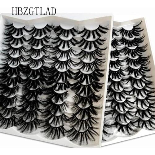 20Pairs 15-25mm 4D Mink False Eyelashes Handmade Thick Wispies Fluffy Eyelash Extension Natural Makeup Full Volume Mink Lashes