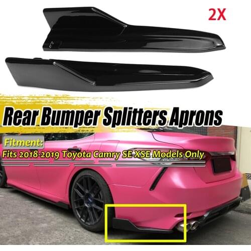 Carbon Fiber Look 2x Car Rear Bumper Splitters Lip Diffuser Aprons Side Guard Protection For Toyota Camry SE XSE 2018 2019