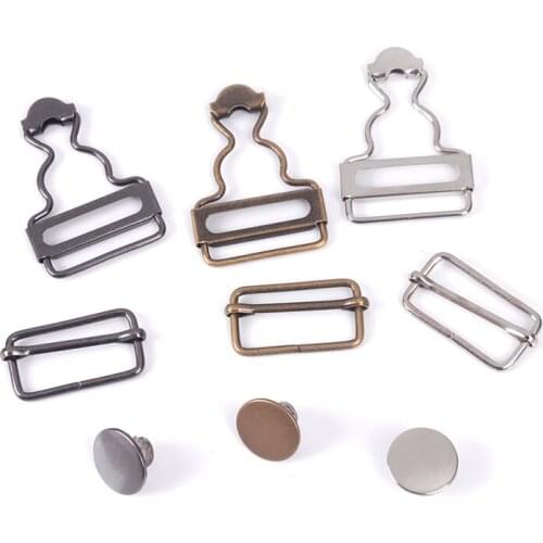 4pcs/set Adjustable Buckle Button Jeans Womens Bib Pants With Wire Wear Button Metal Button Girdle Denim Spaghetti Straps