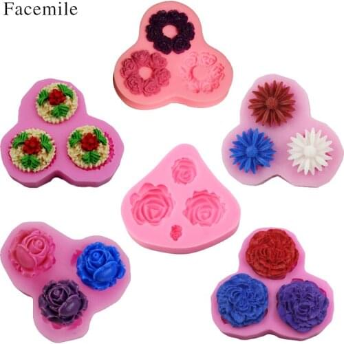 Facemile 6PCS Flower Cupcake Border Decor Silicone Cake Mold Chocolate Fondant Cake Decoration Baking Pastry Bakeware Tool