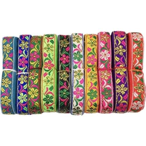 7 Meters 2cm 3/4" Vintage Flower Jacquard Ethnic Ribbon Embroidered Trim For DIY Clothes Bag Sewing Accessories Handmade Craft