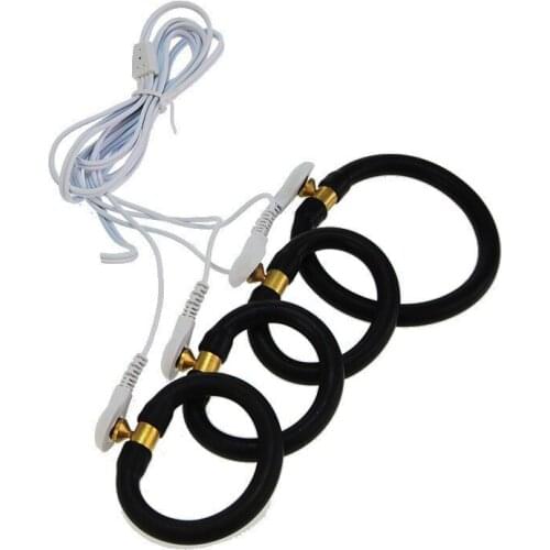 Electric Shock Accessory Stimulation Penis Rings With 4 Head Wires Time Delay Cock Ring Electro Medical Themed Sex Toys For Men