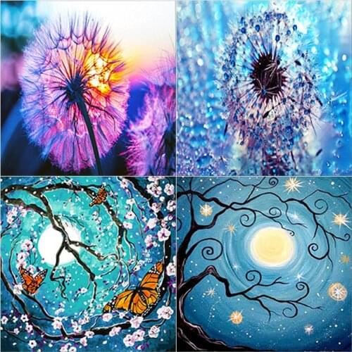 DIY 5D Diamond Painting Full Moon Cross Stitch Full Round/Square Drill Flower Diamond Embroidery Mosaic Home Decor Manual Gift