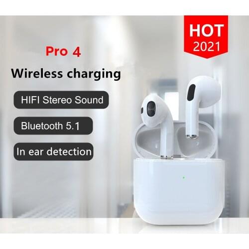 Wireless Charging Pro 4 TWS Bluetooth-compatible Earphone HIFI stereo Wireless Headphones In-Ear detection Earbuds Headset