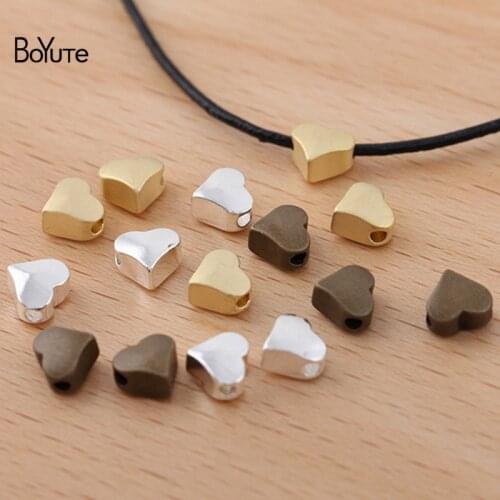 BoYuTe (100 Pieces/Lot) 3*6MM Heart Beads Factory Direct Sale Diy Metal Brass Beads for Jewelry Making