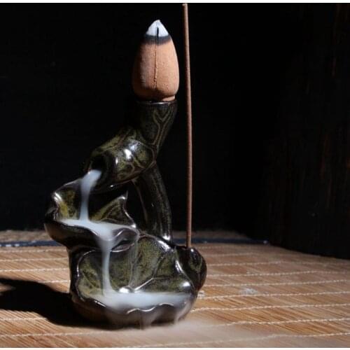 Home Mini Incense burner Ceramic lotus back flow censer ceramic ornaments are suitable for deodorizing and refreshing