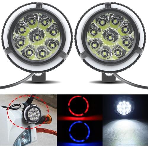 2Pcs Motorcycle Headlight 12V-85V 3000Lm Spotlight Fog DRL Driving Lights Side Mirror Mount Installation Light For Honda Yamaha