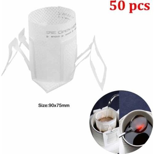 50pcs Eco-Friendly Coffee Filter Bag Filter Cloth Paper for Home Office Travel Portable Hanging Ear Style Coffee Filters
