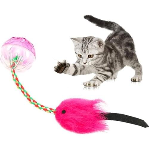 Interactive Cat Toy Creative Small Cat Bell Ball Toy With Feather Decor Cute Kitten Teaser Toys Cats Accessories Random Color