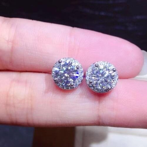 Passed Diamond Test Classic Moissanite Diamond 925 Sterling Silver Round Shape Earrings D Color VVS Fashion Women Jewelry Luxury