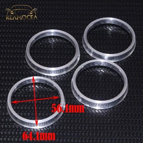 Reamocea 4Pcs Car Aluminium Alloy Wheel Hub Centric Rings center Bore 64.1-56.1mm Wheel Bore Center Collar Exterior Accessories