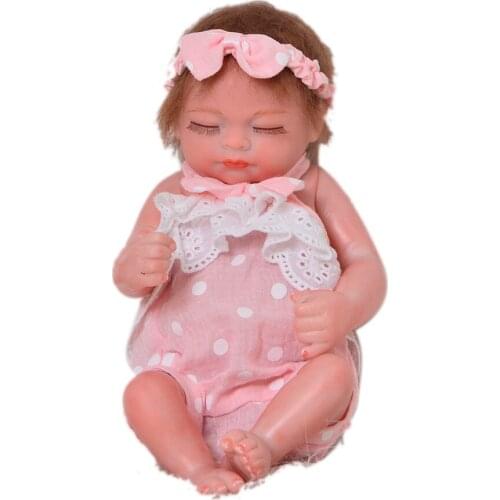 Tiny 11 Inch Sleeping Girl Doll Lifelike Reborn Baby Dolls Full Silicone Vinyl Newborn Babies Toy Kids Birthday Christmas Gift