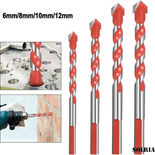 1/4Pcs Multifunctional Ceramic Drill Glass Drill Iron Drill Wall Metal Flashlight Drill Bit Set Triangular-overlord Perforator