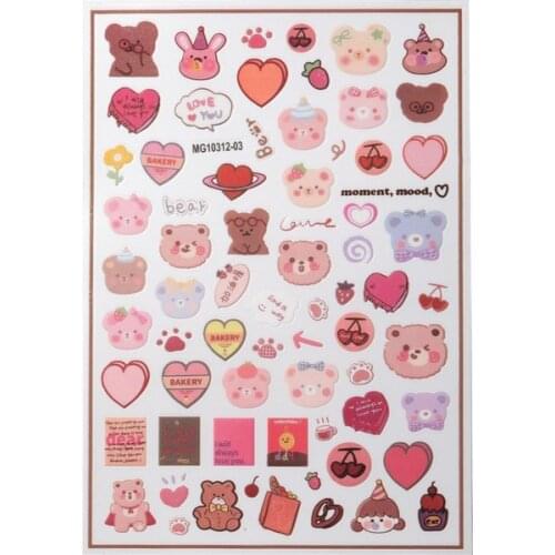 Fashion Hot Selling Japanese Style Carton Bears New Arrival Nail Stickers Cute Smiles Dry Nail Decals Stars Manicure Nail Art