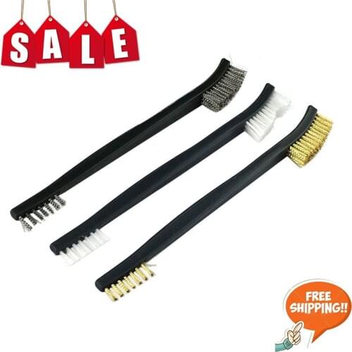 3pcs Wire Brush Set Steel Metal Brass Nylon Cleaning Polishing Rust Brush Cleaning Grinder Fitter Machine Brush Kitchen Gadgets