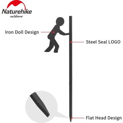 Naturehike Outdoor 265G Sun Shelter Ground Nail Portable 36.5x11.5cm Camping Iron Wind Proof Fixed Ground Nail Tent Accessories