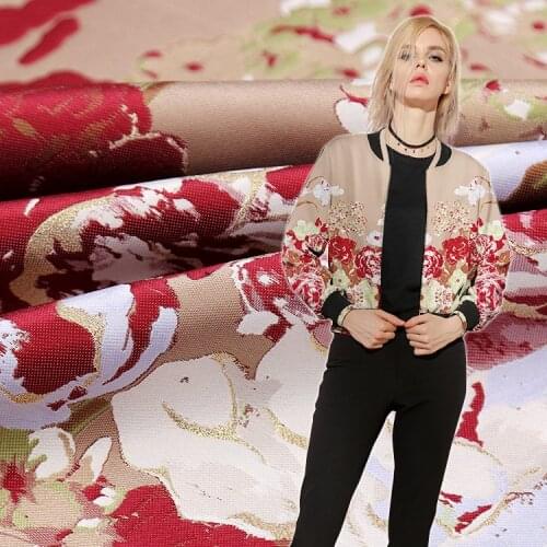 New womens high-precision yarn-dyed jacquard cloth 100% polyester plant jacquard fabric dress fabric wholesale factory sales