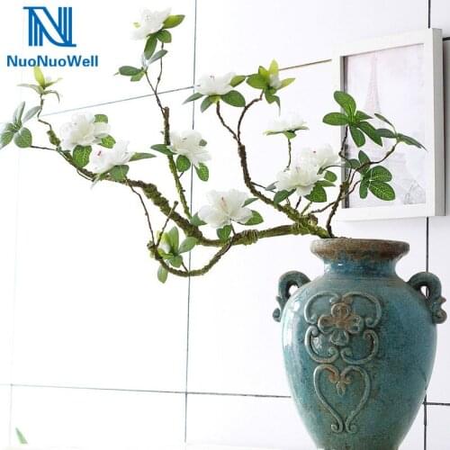 NuoNuoWell 1 Branch 35'' Soft Azalea Home Decoration Flower DIY Tree Inoor Plant 3 Color Avalible