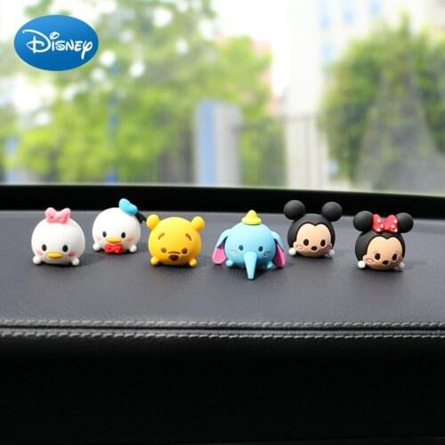 Original Minnie Mickey Donald Duck Daisy Dumbo Pooh Doll Car Interior Center Console Decoration Series Figure Cartoon Toy