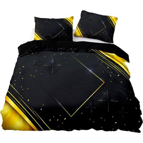 Minimalist Style Duvet Cover 220x240 Pillowcase 3Pcs,245x210 Quilt Cover,Big Blanket Cover ,Golden Lines Pattern Bedding Set