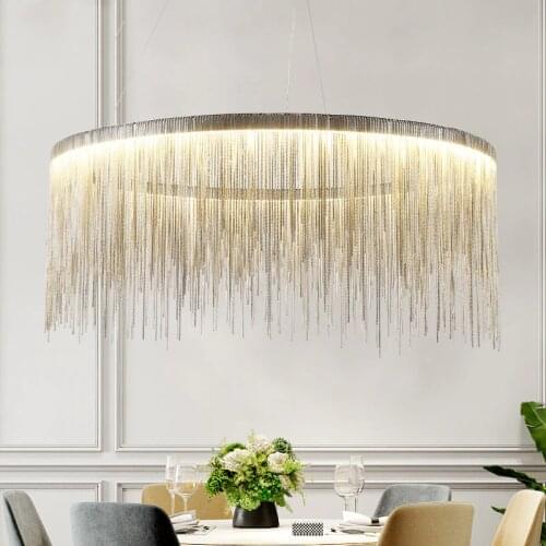 Postmodern Living Room Dining Room Chain LED Chandelier Nordic Creative Cloth Store Tassel Chain Hanging Light Fixtures