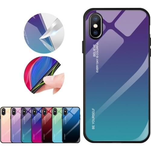 Luxury Phone Case on For iPhone XS Coque Tempered Glass Cover Case For iPhone XS Phone Cases Colorful Cover Protective Fundas