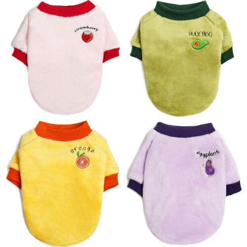 Fruit Pattern Soft Dog Shirt Coat Cat Clothes Winter Avocado Orange Print Short Sleeve Hoodies Coat Pups Jacket Pets Clothing XL