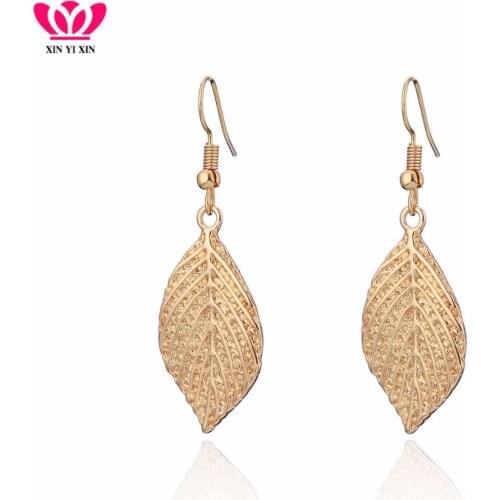 Gold Metal Leaf Drop Earrings Simple Design Elegant Long Leaves Earring For Women Color/Gold/Rose Gold Pendientes Party Gift