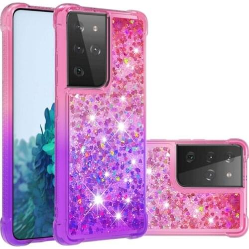 Case For Samsung Galaxy S21 Ultra S20 Plus S20FE A32 A52 A72 M51 M31 A12 Gradient Quicksand Glitter Silicone Shockproof Cover