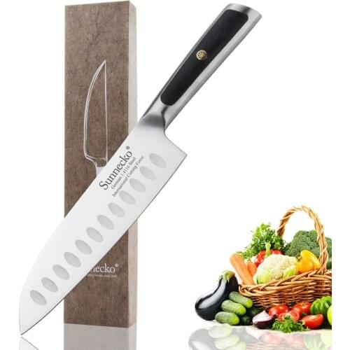 SUNNECKO 7" Santoku knife German 1.4116 Steel Blade Sharp Stainless Steel Kitchen Knives G10 Handle High Quality Chefs Knife