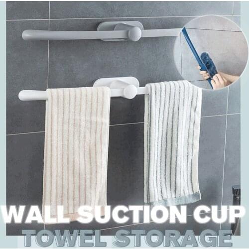 Towel Rack Bathroom Punch-free Wall Suction Towel Rack Stand Kitchen Seamless Plastic Towel Storage Holders Bathroom Accessories