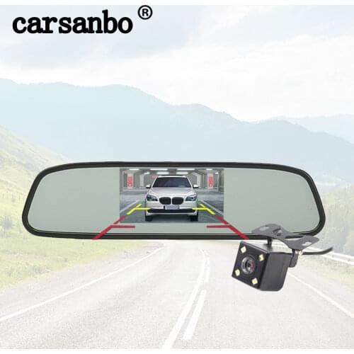 Carsanbo 4.3inch rearview mirror monitor Parking Reverse Monitor TFT LCD Display Support Rear View Camera Car Styling