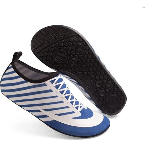 Women Striped Aqua Shoes Men Plus Size Swimming Hiking Barefoot Upstream Quick-Drying Breathable Slip on Beach Water Shoes