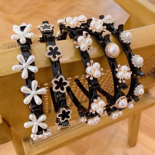 2021 New Fashion Lady Lightweight Clip Headband 6 Styles Eco-friendly Attractive Resin Imitation Pearls Hair Hoop Decoration