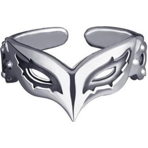 Anime Persona 5 P5 Joker Persona Mask Ring 925 Sterling Silver Adjustable 58 mm Gift