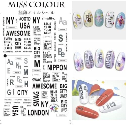 Nail Adhesive Sticker DIY Black Abstract Image Nail Art Paper Decoration Manicure Tattoos Creative Designs Watermark Decals Tool